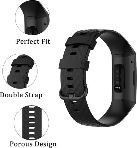 Kyweel 3 Packs Silicone Tape Fitbit Charge 4/Fitbit Charge 3/Charge 3 SE Replacement Wrist Strap For Men And Women Small Large in Kuwait