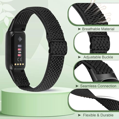 Enkic Elastic Nylon Bands Only Compatible with Fitbit Luxe Bands for Women Men, Breathable Adjustable Sport Loop Wristband Replacement Woven Soft Stretchy Straps for Fitbit Luxe - 5Pack in Kuwait