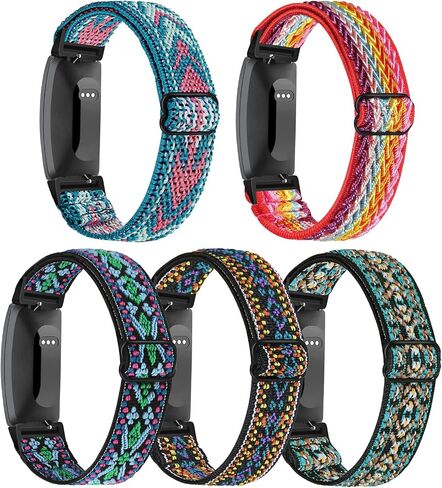 Adjustable Elastic Fitbit Inspire 2 Bands Compatible with Fitbit Inspire 2 / Inspire/Inspire HR, Stretch Soft Nylon Sport Breathable Wristband Replacement Women Men (5 Pack) in Kuwait