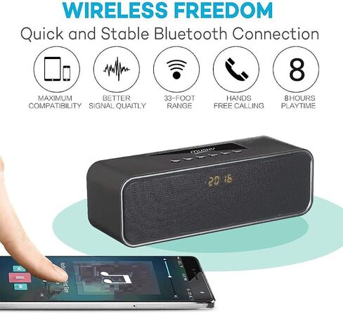 Portable Bluetooth Stereo Speaker, 10W Acoustic Drivers, Dual Subwoofer, FM Radio & Handsfree Speakerphone, Micro SD Card & USB & AUX Slots for Smart Phone, MP3, MP4, iPad, Tablet & More in Saudi Arabia