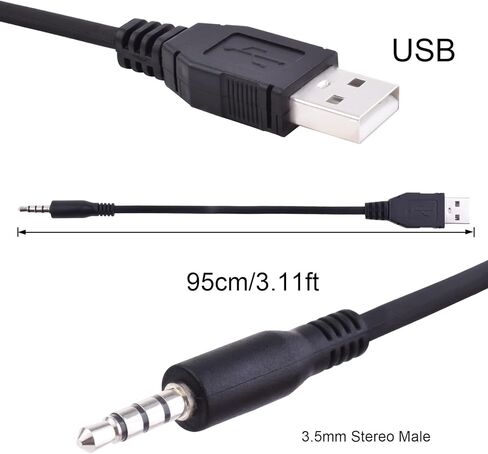 كابل شحن يو إس بي إلى 3.5 مم جاك أوكس، نوع A إلى 3.5 مم ذكر كابل شحن متوافق مع الكمبيوتر المحمول ومكبر الصوت والسيارة ومشغلات MP3 MP4 وسماعات الرأس وأي أجهزة أخرى مع منفذ 3.5 مم in Kuwait