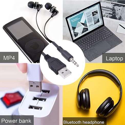 كابل شحن يو إس بي إلى 3.5 مم جاك أوكس، نوع A إلى 3.5 مم ذكر كابل شحن متوافق مع الكمبيوتر المحمول ومكبر الصوت والسيارة ومشغلات MP3 MP4 وسماعات الرأس وأي أجهزة أخرى مع منفذ 3.5 مم in Kuwait