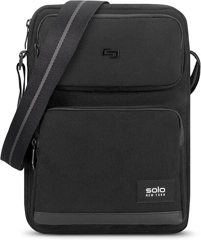 Solo New York Universal Tablet Sling Bag for Women & Men - Crossbody Bag for Travel, Walking, & Hiking, Adjustable Shoulder Strap, Front Zippered Pocket, Fits 12.9" Tablets - Ludlow, Black in Kuwait