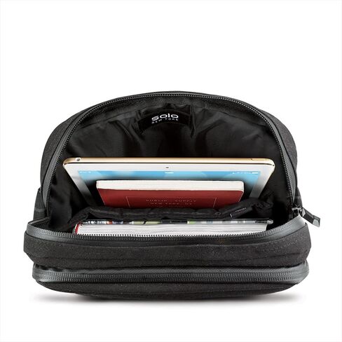 Solo New York Universal Tablet Sling Bag for Women & Men - Crossbody Bag for Travel, Walking, & Hiking, Adjustable Shoulder Strap, Front Zippered Pocket, Fits 12.9" Tablets - Ludlow, Black in Kuwait