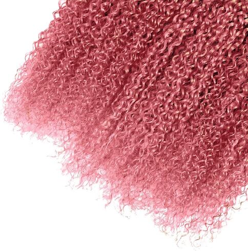 Brazilian Pink Kinky Curly Bundles Ombre Curly Human Hair Bundles 2 Tone Black and Pink Bundles 18 20 22 Inch Real Virgin Pink Curly Bundle Human Hair Weaves Remy Human Hair Extensions in Saudi Arabia