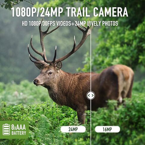 كاميرا LANCERGEAR Trail 1080P 24MP IP66 مقاومة للماء مع رؤية ليلية واضحة 100 قدم حركة نشطة 0.1 ثانية وقت إطلاق مستمر للرماية LCD مع كاميرا لعبة صيد متوهجة in Kuwait