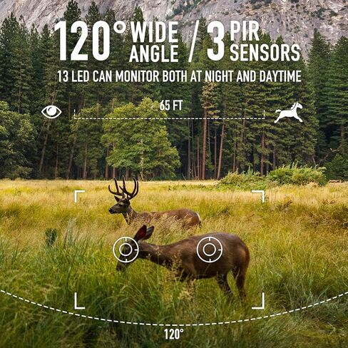 كاميرا LANCERGEAR Trail 1080P 24MP IP66 مقاومة للماء مع رؤية ليلية واضحة 100 قدم حركة نشطة 0.1 ثانية وقت إطلاق مستمر للرماية LCD مع كاميرا لعبة صيد متوهجة in Kuwait