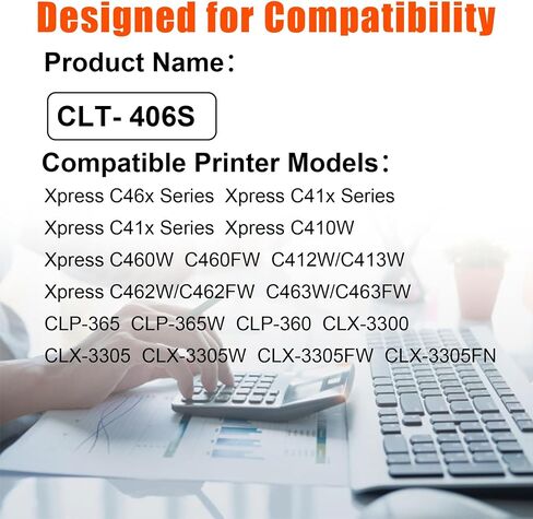 خرطوشة حبر سوداء متوافقة مع K406S CLT-K406S لحبر طابعة Samsung Xpress C410W C460W C460FW C412W/C413W. (2 أسود) in Kuwait