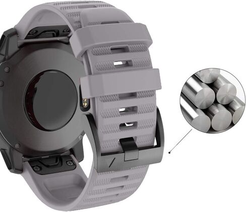 سوار ساعة ISABAKE لـ Garmin Fenix ​​6X/6X Pro، أساور معصم سريعة التركيب 26 مم، متوافقة مع Fenix ​​6X/6X Pro Fenix ​​5X/5X Plus Fenix ​​3/3 HR (رمادي) in Kuwait