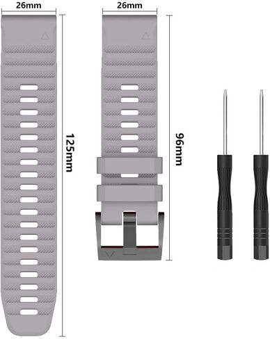 سوار ساعة ISABAKE لـ Garmin Fenix ​​6X/6X Pro، أساور معصم سريعة التركيب 26 مم، متوافقة مع Fenix ​​6X/6X Pro Fenix ​​5X/5X Plus Fenix ​​3/3 HR (رمادي) in Kuwait