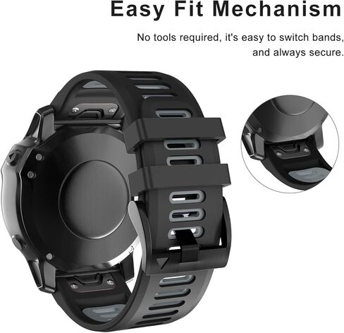 OVERSTEP Compatible with Fenix 6X Watch Band 26mm QuickFit Silicone Strap for Garmin Fenix 7X/Fenix 6X Pro/Fenix 5X/Fenix 5X Plus/Descent Mk2, Mk2i Smartwatch(Army Green-Black) in Kuwait