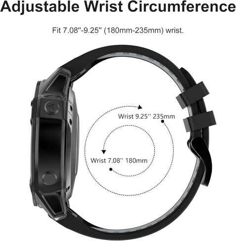 OVERSTEP Compatible with Fenix 6X Watch Band 26mm QuickFit Silicone Strap for Garmin Fenix 7X/Fenix 6X Pro/Fenix 5X/Fenix 5X Plus/Descent Mk2, Mk2i Smartwatch(Army Green-Black) in Kuwait