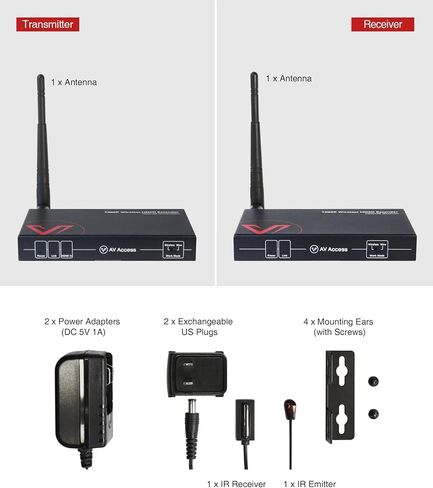 موسع HDMI لاسلكي مع دعم حلقة 1080P@60 هرتز حتى 200 متر/656 قدم، مجموعة جهاز إرسال واستقبال HDMI لاسلكي، اختيار تلقائي مثالي للقناة وخيار الوضع السلكي، جهاز تحكم عن بعد بالأشعة تحت الحمراء، زمن وصول أقل in Kuwait