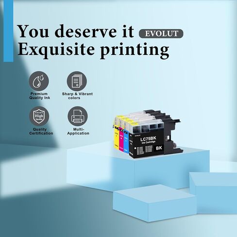 خرطوشة حبر LC75 عالية الإنتاجية (4 عبوات، 1BK/1C/1M/1Y) - متوافقة مع Eout LC75BK LC75C LC75M LC75Y استبدال خرطوشة الحبر لطابعة Brother LC75 MFC-J280W MFC-J425W MFC-J430w MFC-J435W in Saudi Arabia