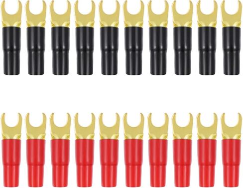 10 أزواج من CLISPEED 10 أزواج من محولات شوكة نحاسية مطلية بالذهب 8GA، موصلات، مقابس طرفية مجعدة لمكبر الصوت، قابس طرفي لكابل سلك السماعة (أحمر وأسود) in Saudi Arabia