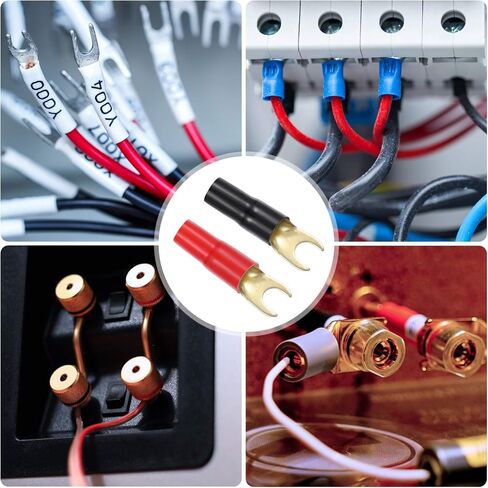 10 أزواج من CLISPEED 10 أزواج من محولات شوكة نحاسية مطلية بالذهب 8GA، موصلات، مقابس طرفية مجعدة لمكبر الصوت، قابس طرفي لكابل سلك السماعة (أحمر وأسود) in Saudi Arabia