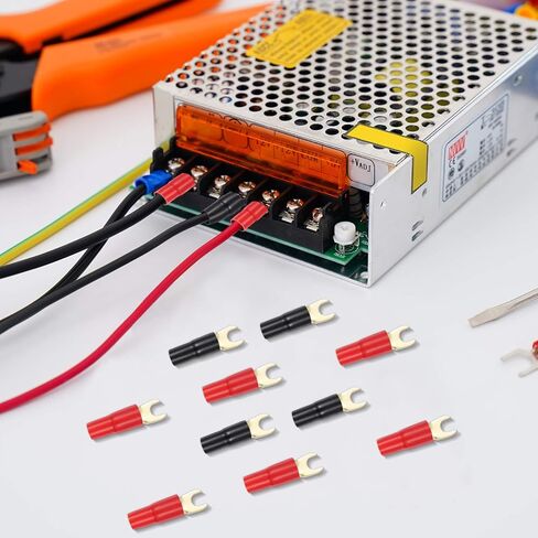 10 أزواج من CLISPEED 10 أزواج من محولات شوكة نحاسية مطلية بالذهب 8GA، موصلات، مقابس طرفية مجعدة لمكبر الصوت، قابس طرفي لكابل سلك السماعة (أحمر وأسود) in Saudi Arabia