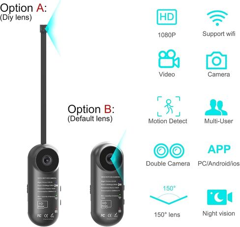 Hidden Spy Camera, 1080P WiFi Mini Camera Portable Wireless Security Cameras with 2 Lenses Motion Detection Night Vision Remote View for Home Surveillance Video Recorder Covert Nanny Cam(2021 Design) in Saudi Arabia