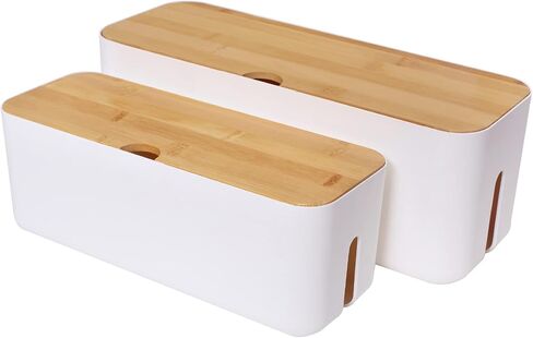 Changsuo Cable Management Box Small White, Extension Cord Organizer for Power Stripe Surge Protector Wire Management Concealer Cover Hider for Desktop Home Office Kitchen (White) in Kuwait
