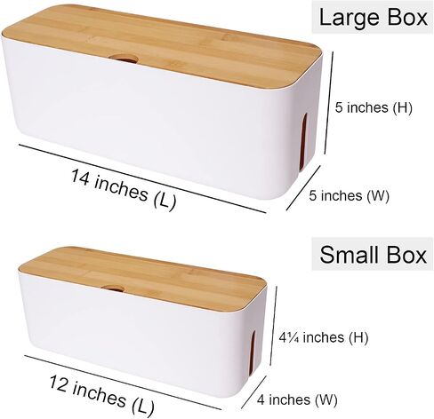 Changsuo Cable Management Box Small White, Extension Cord Organizer for Power Stripe Surge Protector Wire Management Concealer Cover Hider for Desktop Home Office Kitchen (White) in Kuwait