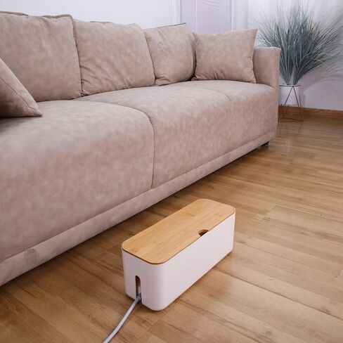 Changsuo Cable Management Box Small White, Extension Cord Organizer for Power Stripe Surge Protector Wire Management Concealer Cover Hider for Desktop Home Office Kitchen (White) in Kuwait