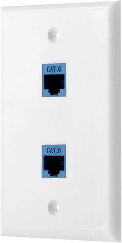 POKIVIR - لوحة حائط Cat6 Keystone Ethernet أنثى إلى أنثى - أبيض (2 منفذ) in Kuwait