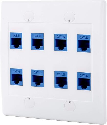 POKIVIR - لوحة حائط Cat6 Keystone Ethernet أنثى إلى أنثى - أبيض (2 منفذ) in Kuwait