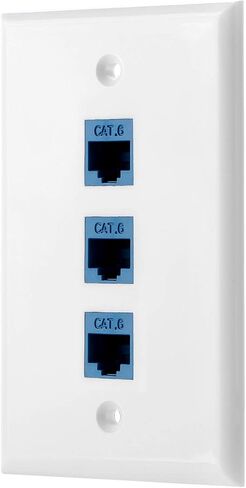 POKIVIR - لوحة حائط Cat6 Keystone Ethernet أنثى إلى أنثى - أبيض (2 منفذ) in Kuwait