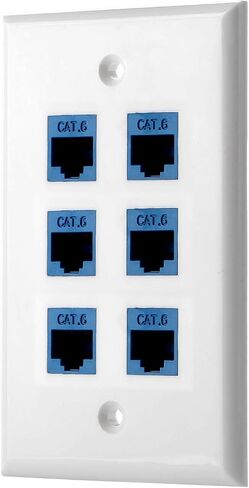 POKIVIR - لوحة حائط Cat6 Keystone Ethernet أنثى إلى أنثى - أبيض (2 منفذ) in Kuwait