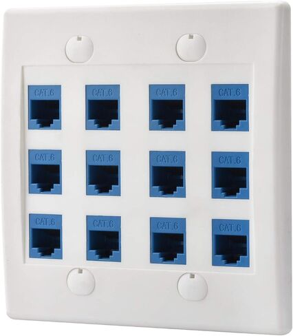 POKIVIR - لوحة حائط Cat6 Keystone Ethernet أنثى إلى أنثى - أبيض (2 منفذ) in Kuwait