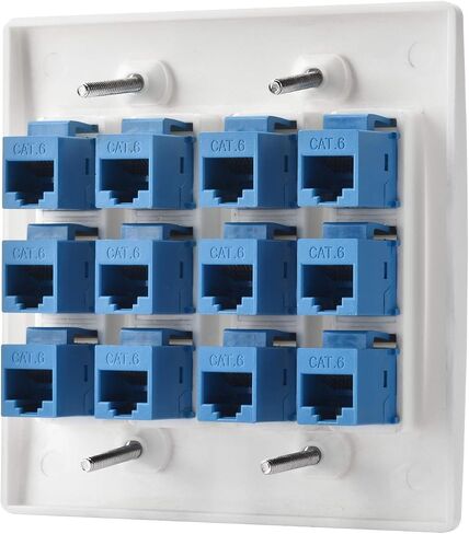 POKIVIR - لوحة حائط Cat6 Keystone Ethernet أنثى إلى أنثى - أبيض (2 منفذ) in Kuwait