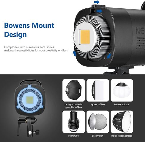 NEEWER CB60 60W 2.4G LED Video Light Kit, 5600K COB Daylight Continuous Output Lighting with Remote/Bowens Mount/Softbox/Light Stand, 6500Lux/1m CRI97+ for Studio/Outdoor Photography Video Recording in Kuwait