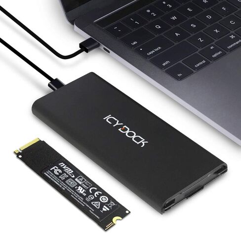 ICY DOCK M.2 NVMe إلى USB 3.2 Gen 2 (10Gbps) محول حاوية Thunderbolt 3 / 4 منفذ متوافق يتضمن كابلات USB-C / 3.0 (يدعم M.2 NVMe SSDs 22110 2280 2260 2242) | إيسينانو MB861U31-1M2B in Kuwait