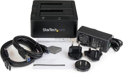 StarTech.com Dual-Bay USB 3.0 / eSATA to SATA Hard Drive Docking Station, External 2.5/3.5" SATA I/II/III, SSD/HDD Docking Station, Hot-Swap Hard Drive Bays, Top-Loading (SDOCK2U33EB),Black in Saudi Arabia