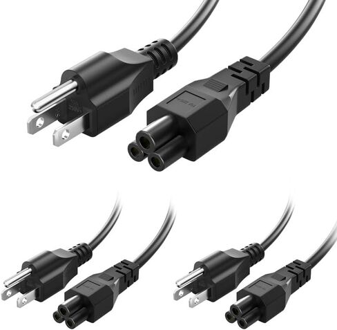 QYD 3 حزم 4FT 3 Prong Mickey Mouse AC استبدال سلك الطاقة لأجهزة Dell وHP وAcer وAsus كمبيوتر محمول محمول وLG LCD LED تلفزيون ذكي وشاشة وكابل طاقة طابعة Epson (IEC-60320 C5 إلى NEMA 5-15P) in Kuwait