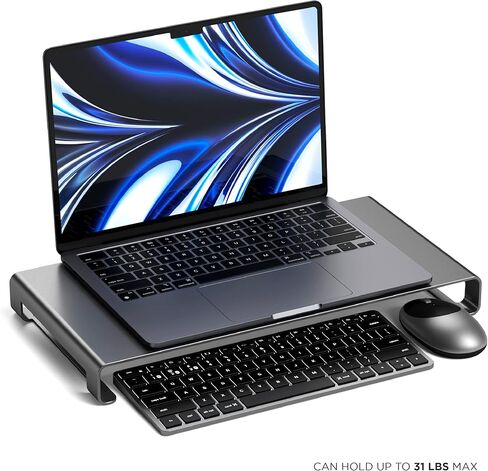 Satechi Aluminum Universal Unibody Monitor Stand - Compatible with MacBook Pro, iMac Pro, Google Chromebook, Microsoft Surface Go, Dell, Asus and more (Space Gray) in Saudi Arabia