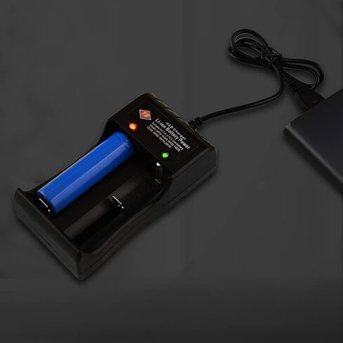 شاحن بطارية عالمي، وظيفة الشحن السريع مع شاشة LED، شاحن بطارية ذكي بفتحتين لبطاريات 18650 16340 14500 18350 قابلة لاعادة الشحن (بدون بطارية) in Kuwait