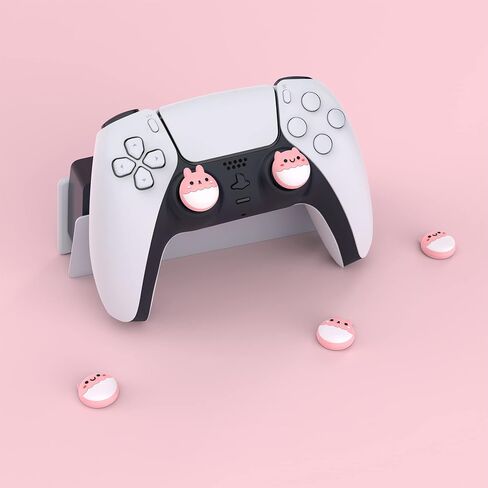 PlayVital Cute Thumb Grip Caps for ps5/4 Controller, Silicone Analog Stick Caps Cover for Xbox Series X/S, Thumbstick Caps for Switch Pro Controller - Cute Bear White & Pink in Saudi Arabia