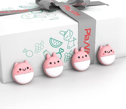 PlayVital Cute Thumb Grip Caps for ps5/4 Controller, Silicone Analog Stick Caps Cover for Xbox Series X/S, Thumbstick Caps for Switch Pro Controller - Cute Bear White & Pink in Saudi Arabia