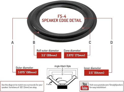 Simply Speakers 4 Inch Foam Speaker Repair Kit Compatible with Cambridge Soundworks Ensemble FSK-4 (Pair) in Saudi Arabia