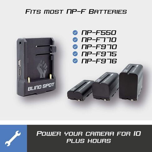Power Junkie by Blind Spot - Multi use NPF Battery Plate for filmmakers Using NP-F Batteries - Mirrorless or BMPCC Power - It's Also a npf Charger - Battery Plate with Industry Mount. in Saudi Arabia