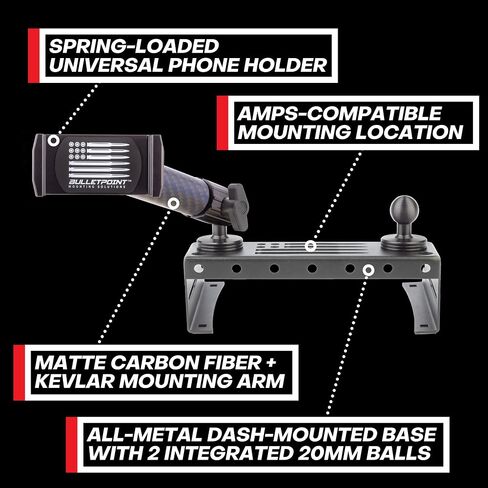 Bulletpoint Metal Dash Mount Phone Holder Compatible with 2015-2020 Ford F150 & 2017+ F250/F350 Super Duty - Dual 20mm Ball Dash F150 Phone Mount (13th Generation) in Saudi Arabia