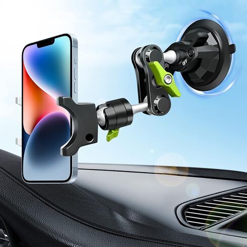 Suction Cup Phone Mount 360 Rotating Universal Ball Head Arm for Car Dashboard Windshield Vehicle Sunroof (Black) in Saudi Arabia