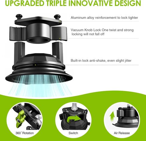 Suction Cup Phone Mount 360 Rotating Universal Ball Head Arm for Car Dashboard Windshield Vehicle Sunroof (Black) in Saudi Arabia