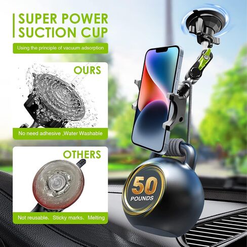 Suction Cup Phone Mount 360 Rotating Universal Ball Head Arm for Car Dashboard Windshield Vehicle Sunroof (Black) in Saudi Arabia