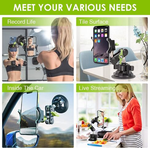 Suction Cup Phone Mount 360 Rotating Universal Ball Head Arm for Car Dashboard Windshield Vehicle Sunroof (Black) in Saudi Arabia