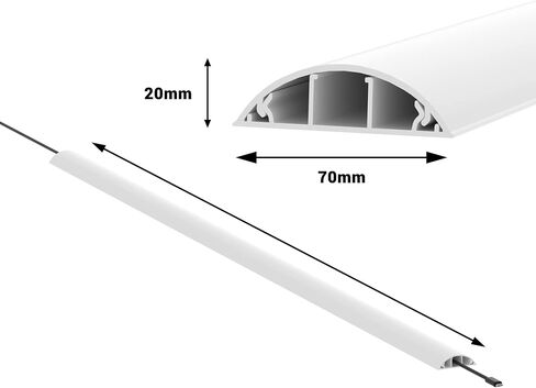 11.81" Cord Cover W1.97 H0.47, Black, Strong Self-Adhesive, Impact, Floor/Wall Cable Protector, Protect Wires & Prevent Cable Trips, Cable Management Solution - Cord Cavity in Kuwait
