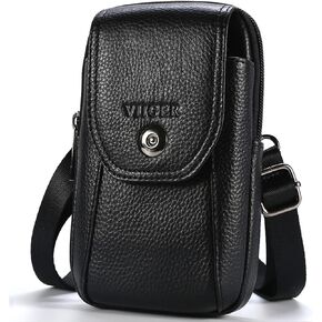 VIIGER جلد طبيعي حافظة للهاتف الخلوي غطاء مغناطيسي حزام مشبك جراب متوافق مع iPhone 14 Pro Max Case 13 Pro Max S23 Ultra مع حلقة حزام كروسبودي حقيبة كتف للنساء، بني