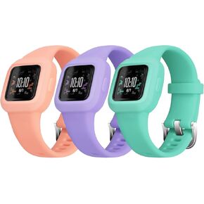 Mosstek متوافق مع Garmin Vivofit Jr. 3 عصابات للأطفال، أساور معصم رياضية ناعمة من السيليكون متوافقة مع GarminFit Jr. 3 بديل قابل للتعديل مناسب للسباحة للأولاد والبنات، 3 عبوات in Kuwait