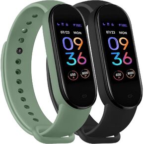 Wanme Bands for Amazfit Band 5 Replacement Strap Women Men, 2 PACK Silicone Sport Strap Compatible with Amazfit Band 5 Wristband Watchband Accessories